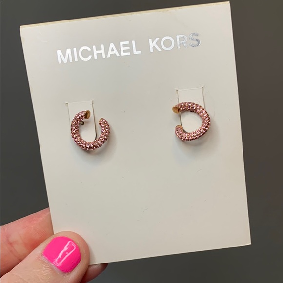 NWT - Michael Kors Pink Pave Spiral Studs - Picture 1 of 17